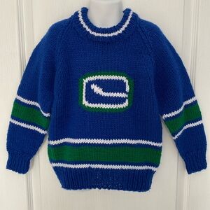 New Vancouverer Canucks handmade knitted jersey sweater boys size 6